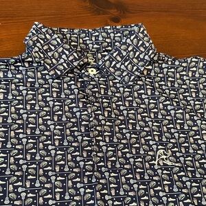 Rhoback Navy and White Patterned Polo Shirt